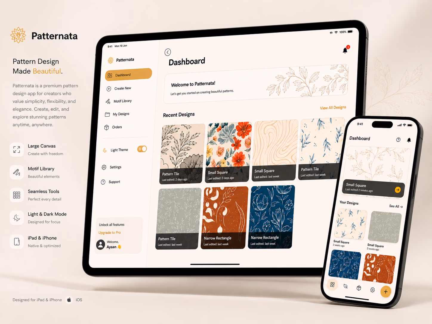 Patternata pattern design app for iPad and iPhone, designed and built by Lveno
