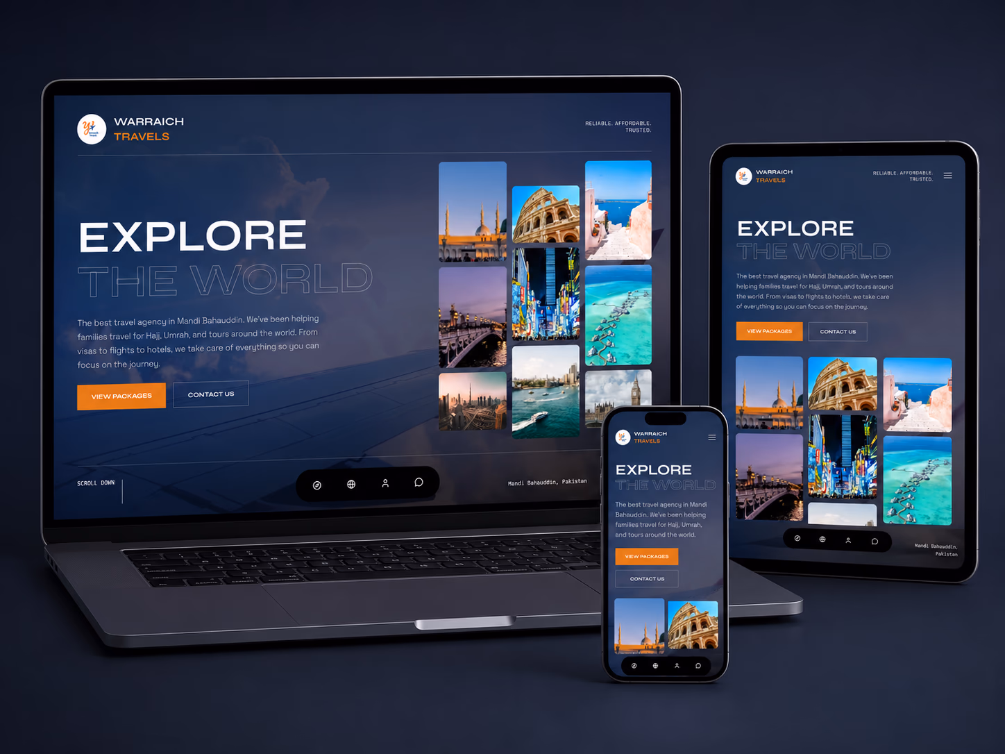 Warraich Travels travel agency website, designed and built by Lveno